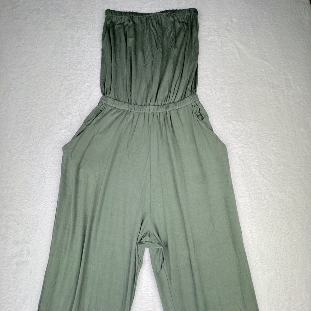 PIKO strapless jumpsuit with pockets. Sage green. Size S.